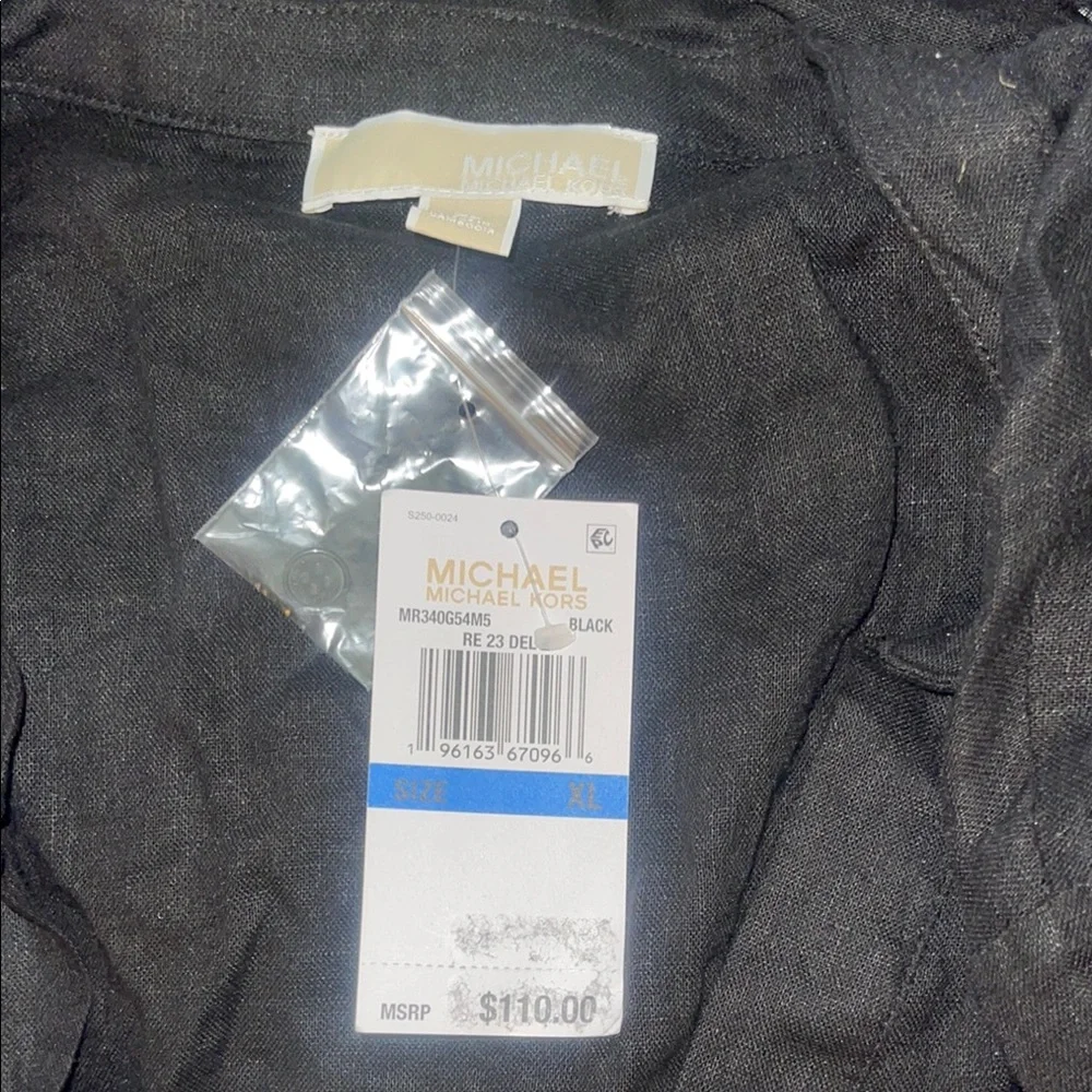 Michael Kors Black Bell Sleeve Blouse with Tie Front - Picture 2 of 3